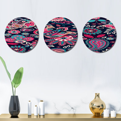 Ensemble de 3 décorations murales style cachemire floral 3 pièces