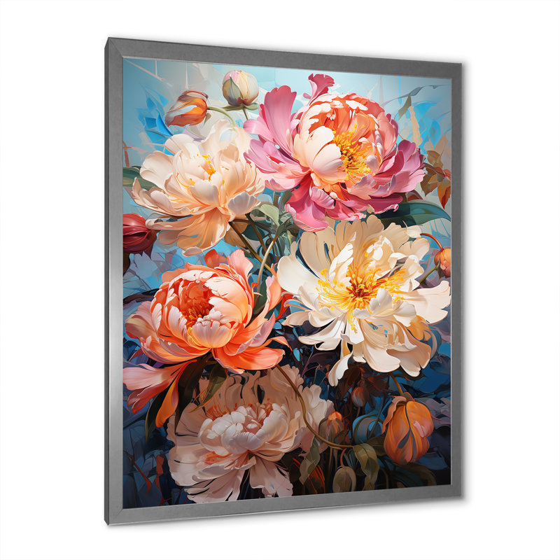 Peony Petal Poetry III sur toile, Cadre photo argenté, H 40 po x l 30 po x P 1,5 po
