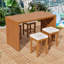 Ensemble de table de patio 5 pièces en bois d'acacia avec coussins amovibles, ensemble de table de salle à manger d'extérieur avec 4 tabourets