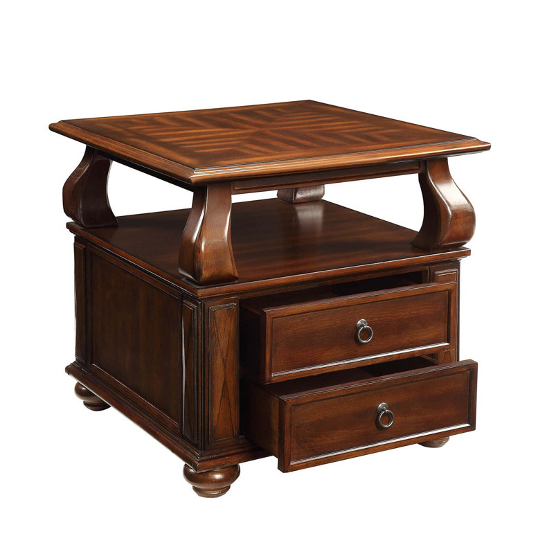 Walnut 2-Drawer End Table