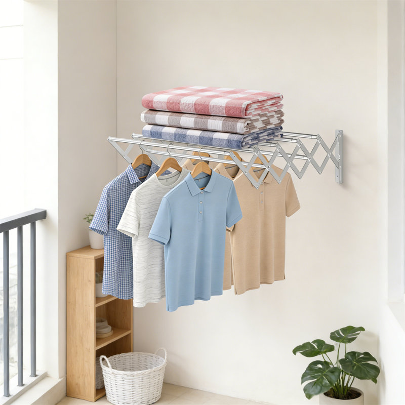 Metal Foldable Wall-Mounted Drying Rack, White