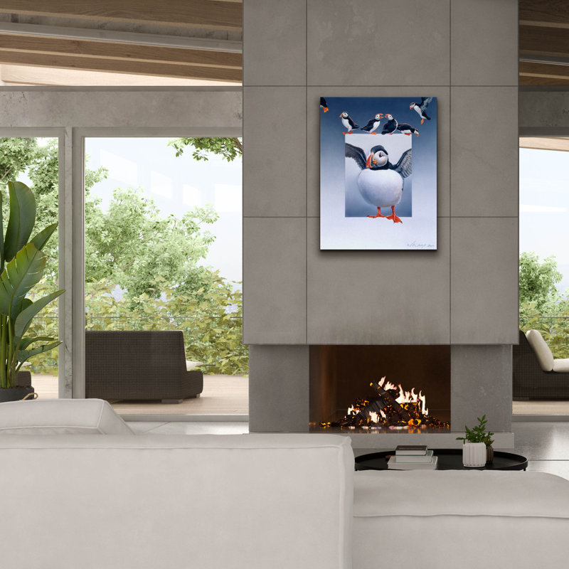 «Puffins» par Harro Maass, art mural sur toile, L 26 po x H 34 po x P 1,5 po