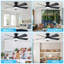 Ventilateur de plafond encastré moderne à profil bas Depuley avec lumières, pales en ABS, 42 pouces, télécommande et intensité variable, moteur à courant continu réversible, utilisation intérieure / extérieure - noir.-985259568-985259573-985259574