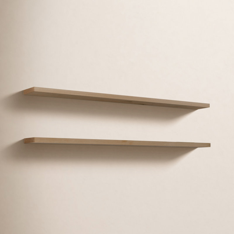 Nineveh Solid White Oak Floating Shelves, 2" H x 60" W x 8" D