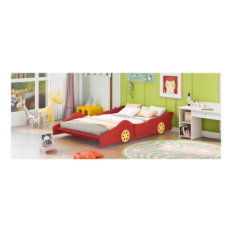 Lit plateforme avec roulettes Race, Rouge, Lit double