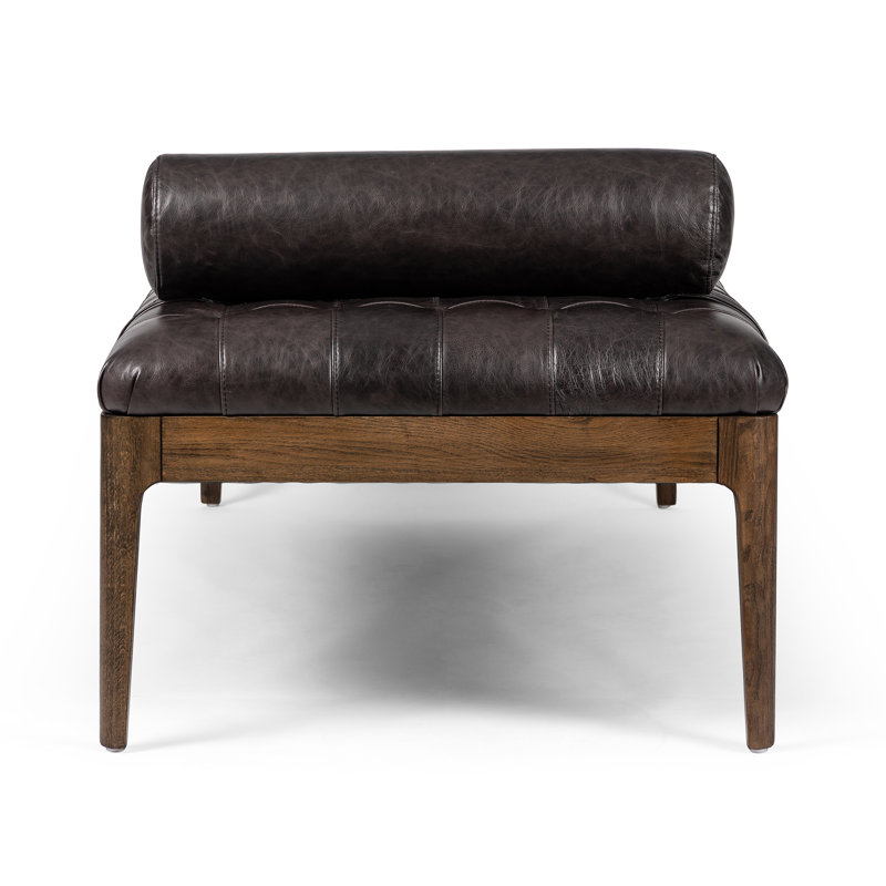 Joanna Leather Bench, Sonoma Black Genuine Leather