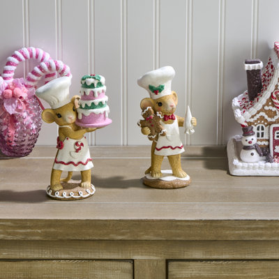7" Resin Sweets Baking Mice Cake set of 2