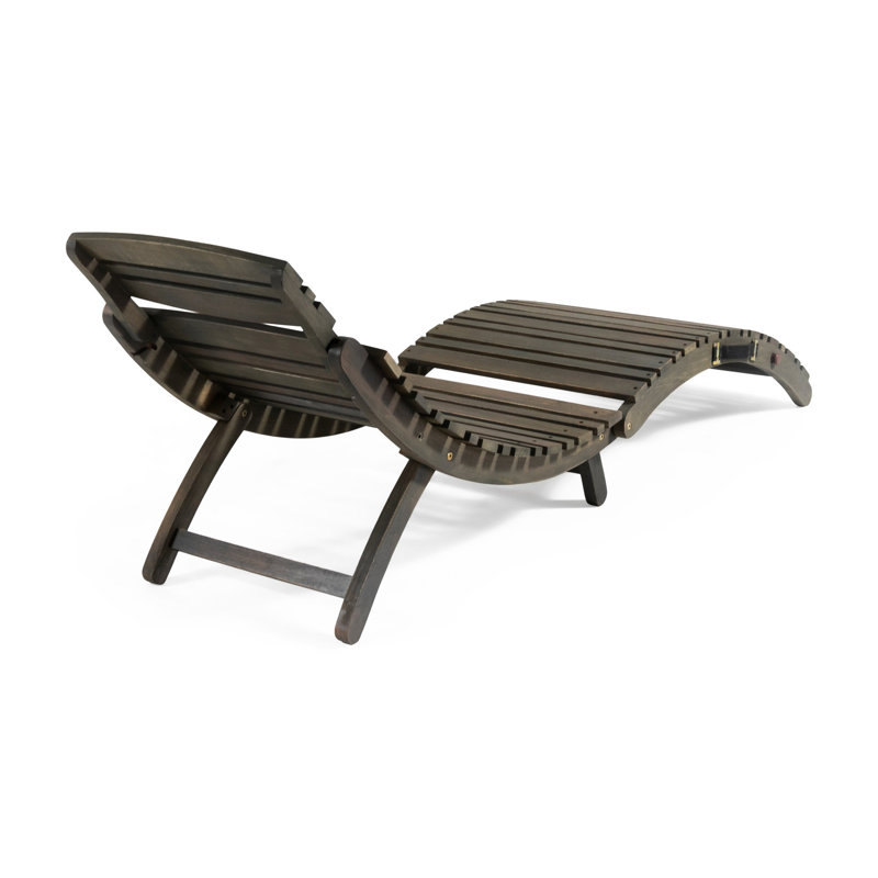 Chaise longue pliante en bois de couleur grise - luxueuse pour l'extérieur aux éléments, P 21,2 po x H 24,17 po, Grey