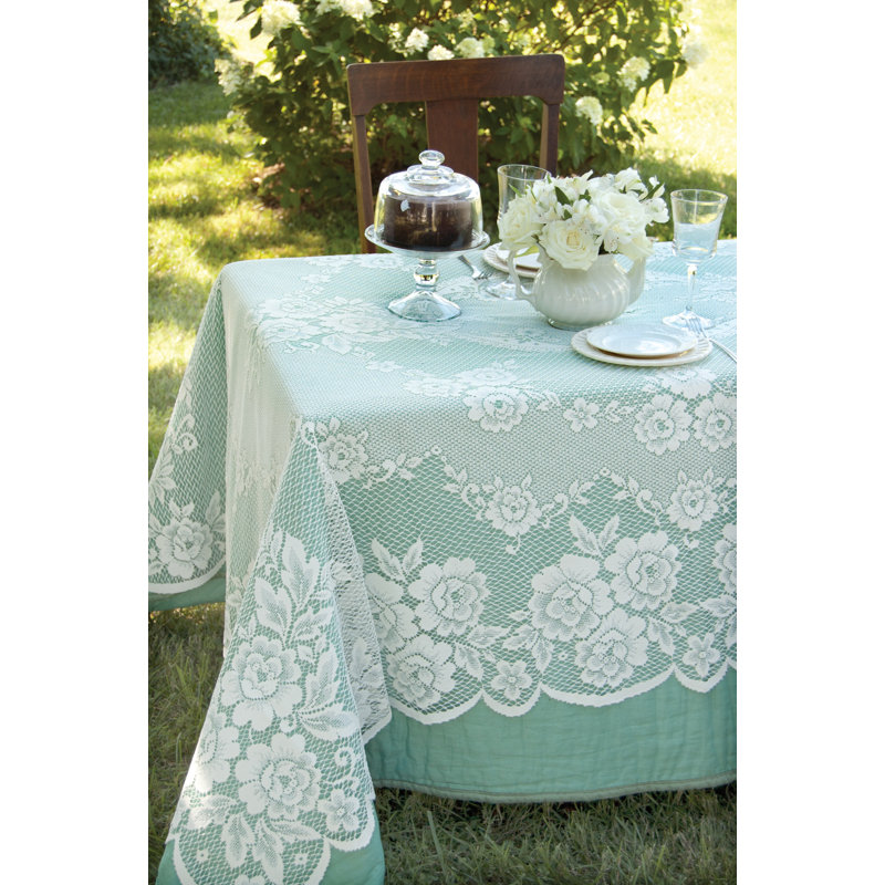 Billups Floral Tablecloth, 108" L x 60" W, White