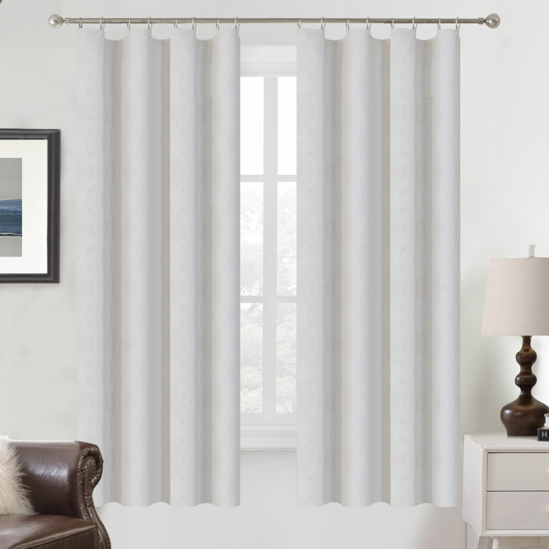 100% Blackout Curtain Liners for Bedroom Noice Reducing Thermal Insulated Liners for Living Room with 18 Pcs Rings 2 Panels Set
