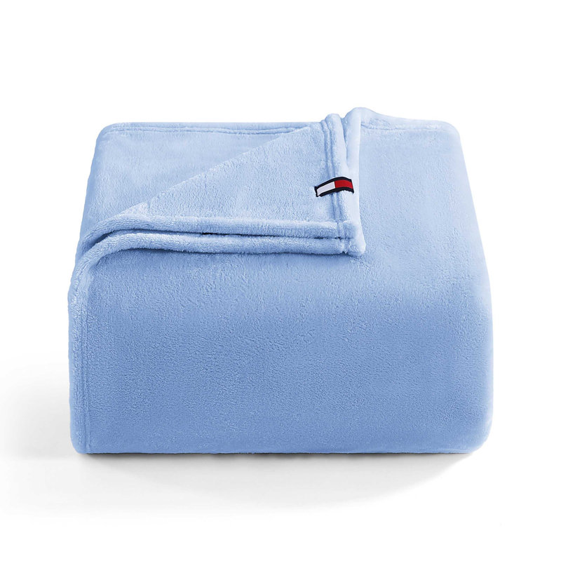 Couverture marine Tommy Hilfiger, Bleu clair, Très grand lit
