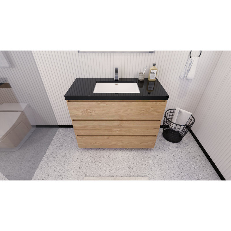 Base de meuble-lavabo Reyes, Chêne de la Nouvelle-Angleterre
