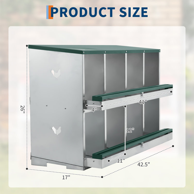 Boîte à nid de poule, boîte à œufs pour poules avec couvercle, boîtes à œufs en métal pour poulailler
