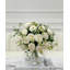White Peony Faux Centerpiece In Glass Vase-1749398934
