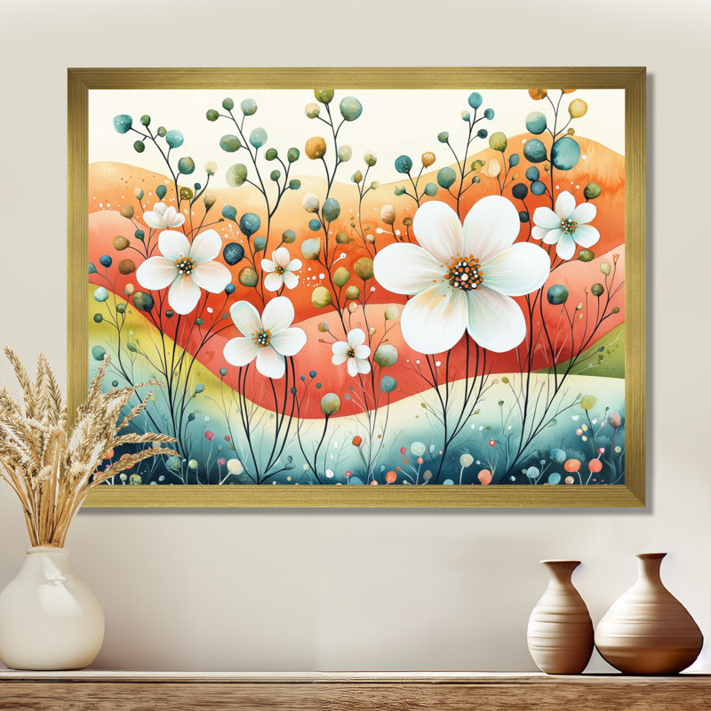 Désert, fleur de pommier, champ I, H 12 po x l 20 po, Doré, Picture Framed