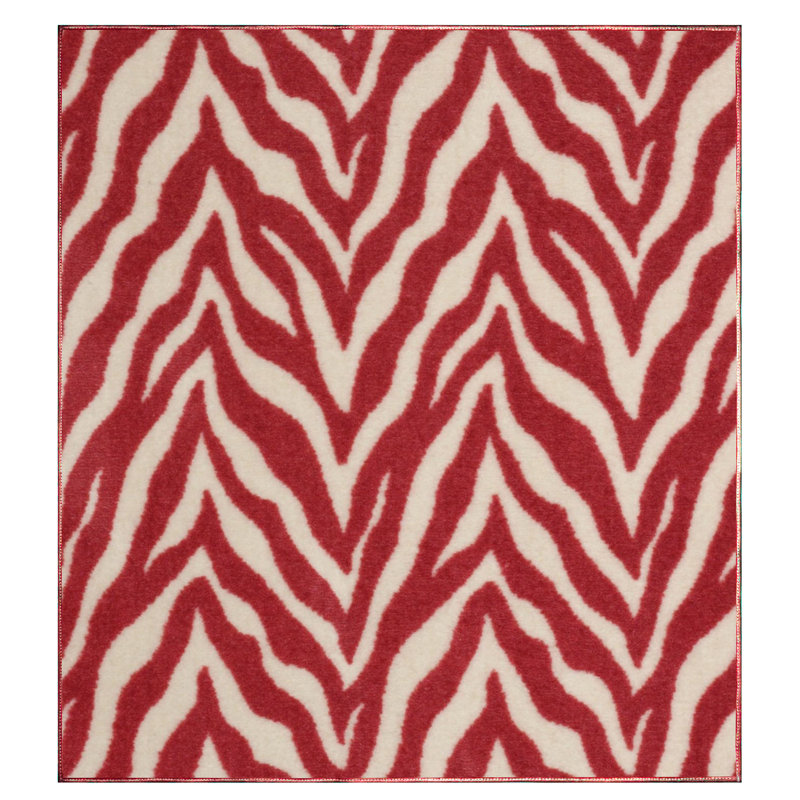 Tapis beige / rouge à imprimé animal, Carré 6 pi