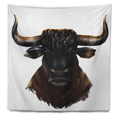 Taureau furieux illustration art tapisserie Animal