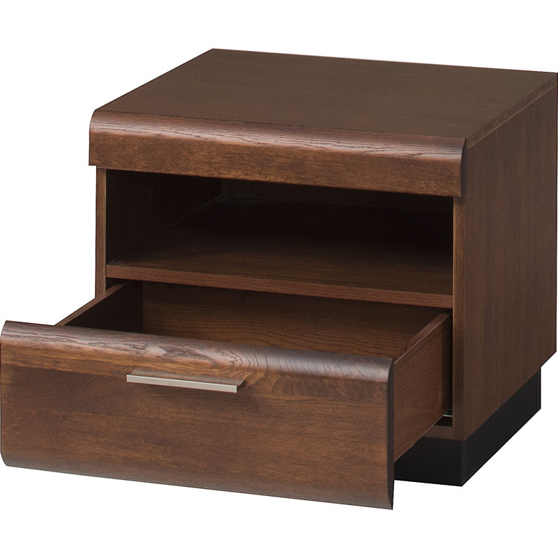 Katzman Solid + Manufactured Oak Wood 1-Drawer Bedside Table, Ancient Oak