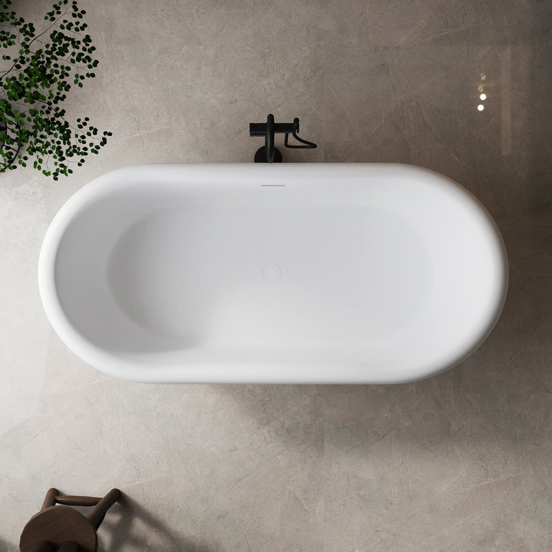 67" x 32" Freestanding Bathtub Solid Surface Stone Resin Soaking Tub