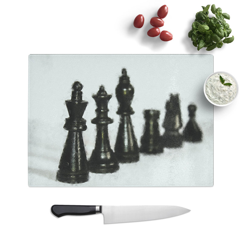Chess Pieces Vol.1 Painting Chopping Board, 0.4cm H x 28.5cm W x 39cm L