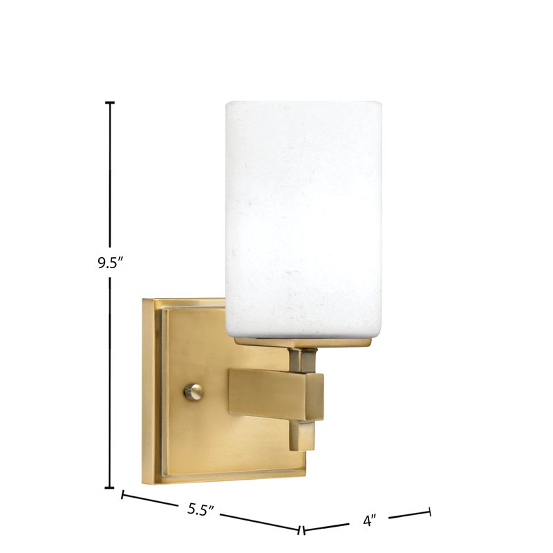Headland Wall Sconce Shown With 4" White Muslin Glass, Brass