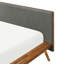 Lit plateforme en châtaignier gris foncé avec tête de lit tapissier et tête de lit à coussin en mousse-561587083