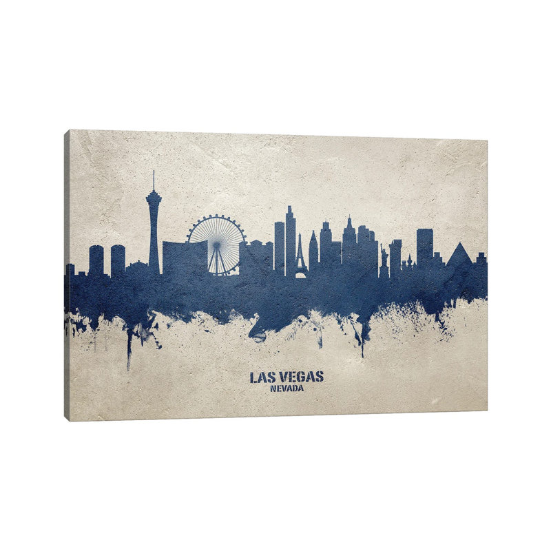 Las Vegas Nevada Skyline Concrete by Michael Tompsett - 1 Piece Wrapped Canvas Painting, 30.48 cm H x 45.72 cm W