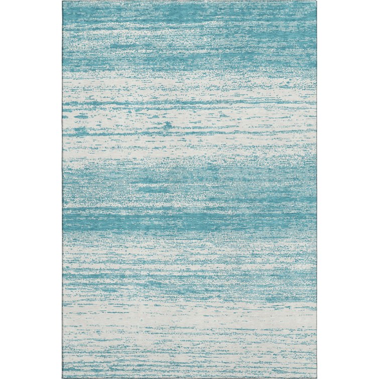 Premium Machine Washable Prisco Teal Rug