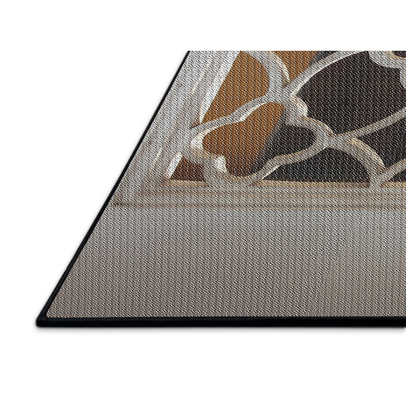 Tapis gris/jaune/noir tissé à la machine, Rectangle 7 pi x 9 pi