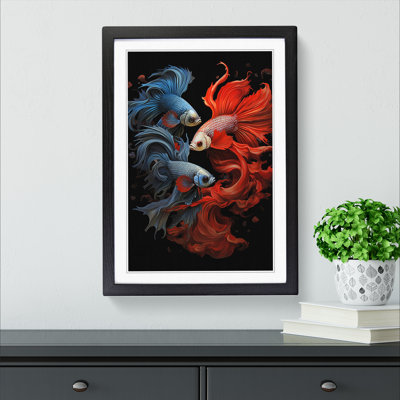 Siamese Fighting Fish Gothic - Single Picture Frame Print on Wood