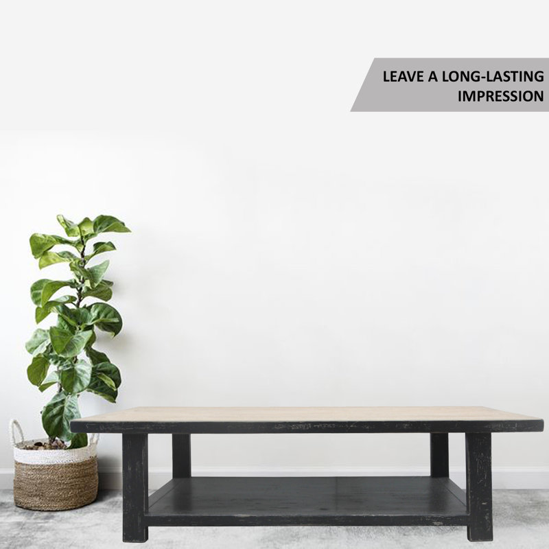 Solid Wood Coffee Table, 17" H x 67" L x 43" W, Off White