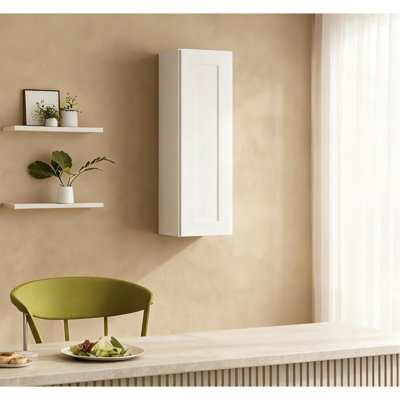 Armoire murale 1 porte et 3 tablettes en bois massif pour rangement dans la cuisine, salle de bain, buanderie, tablettes réglables prêtes à assembler (l 15 po x P 12 po x H 42 po) (une seule pièce)