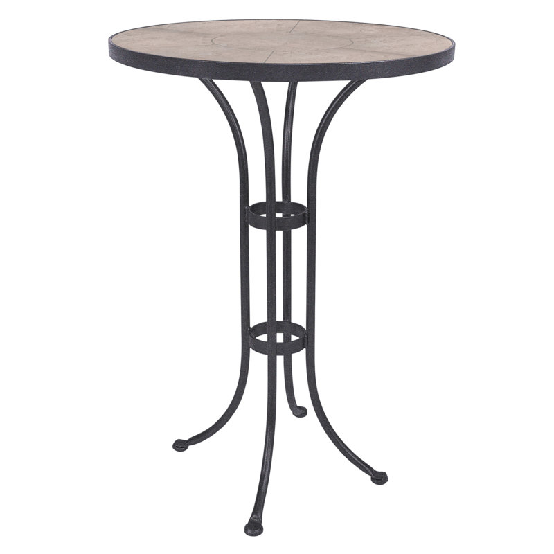 Outdoor Round Counter Table, Pallazo White, Graphite, 42.5" H x 42" W x 42" D 