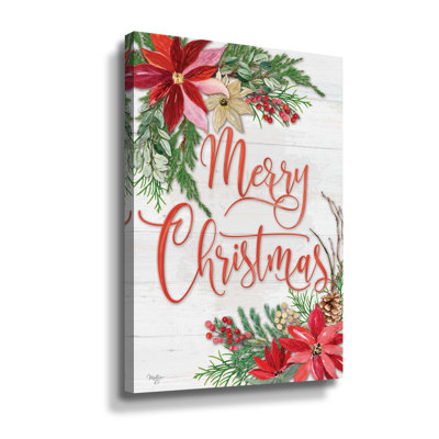 «Merry Christmas Poinsettias», impression sur toile