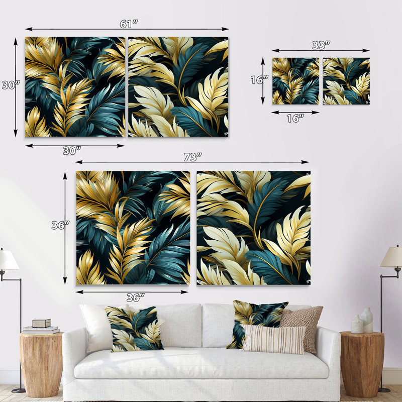 Kirkenes - Ensemble d'art mural en verre acrylique Coastal Tropical, H 36 po x l 73 po