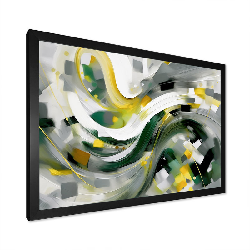" Dynamic Waveforms I " Print, Black Single Picture Framed, 12" H x 20" W x 1" D
