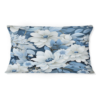 Motif floral bleu et blanc III - coussin à imprimé floral