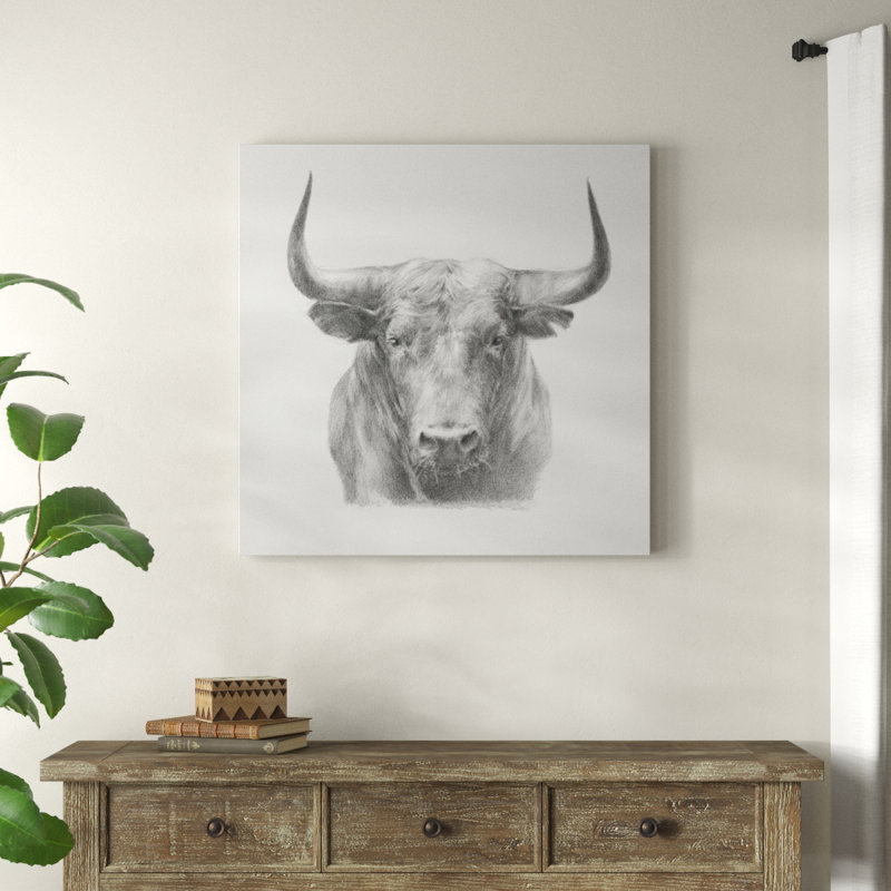 «Black Bull», peinture sur toile, H 36 po x l 36 po