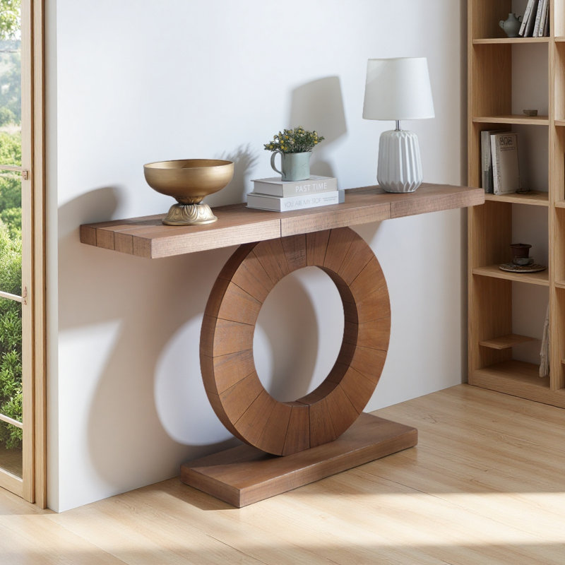 Console en bois 53,2 pouces moderne minimaliste avec base circulaire - Élégante décoration décorative pour entrée