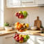 Panier à fruits en fil métallique avec rangement à trois niveaux, paniers d'organisation muraux pour la cuisine, la salle de bain, le placard, le jardin, sans installation de perforation