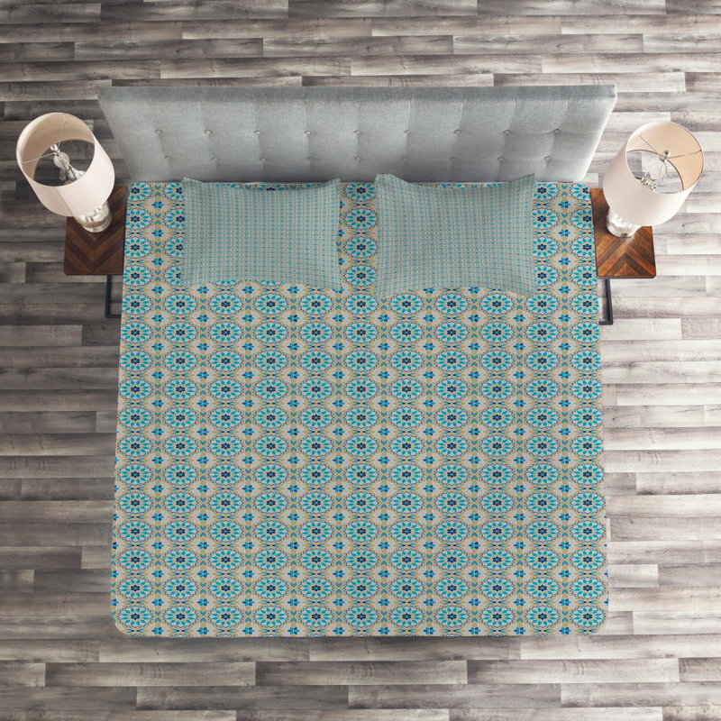 Oriental Modern & Contemporary Polyester Coverlet, King Bedspread + 2 Shams