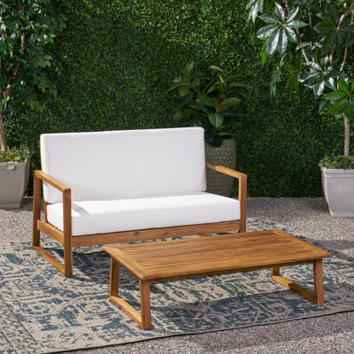  Ensemble de causeuse et de table basse belges, mobilier de patio moderne, structure en bois d'acacia durable, teck