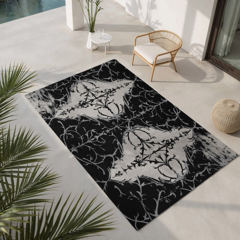 Velvet Noir Indoor And Outdoor Area Rug, Rectangle 2' x 3'