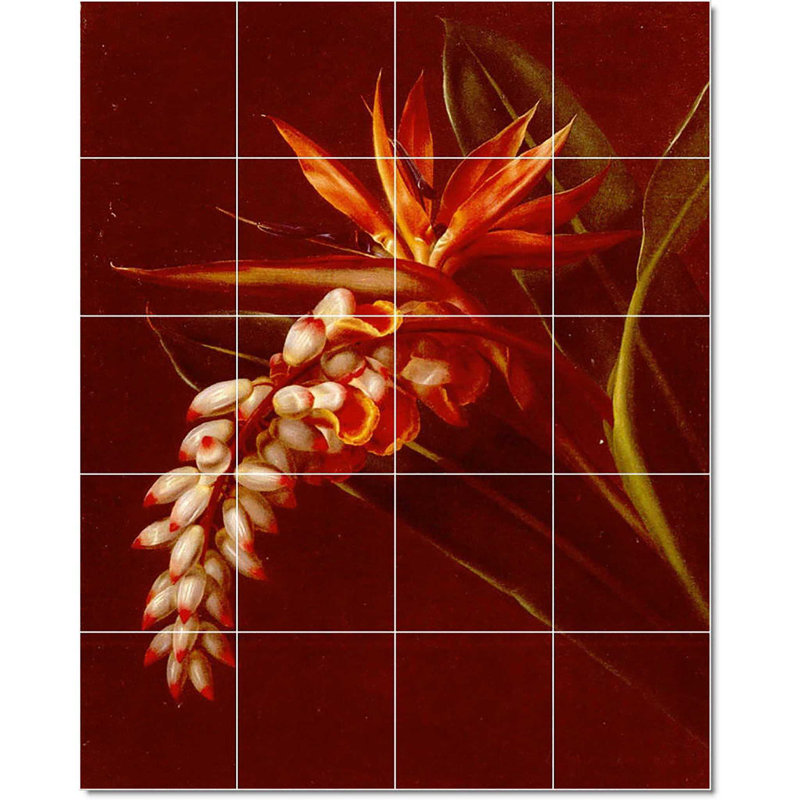 Carreau de céramique décorative 24 po x 30 po 6 po x 6 po, Johann Laurentz Jensen fleur W22686