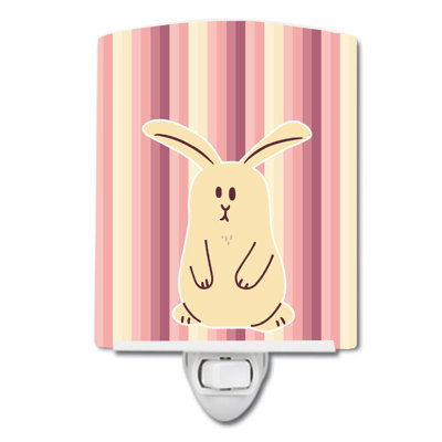 Éclairage de nuit en céramique lapin on rayures