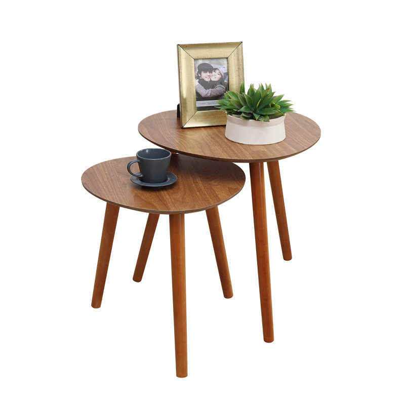 Ensemble de tables gigognes de deux articles avec pieds en bois massif Amethist