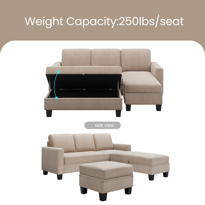 Upholstered L-Shaped Sectional Left Hand Facing