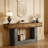 Console Table, Brown Rectangular Top, Gray U Shape Base, 63 Inch