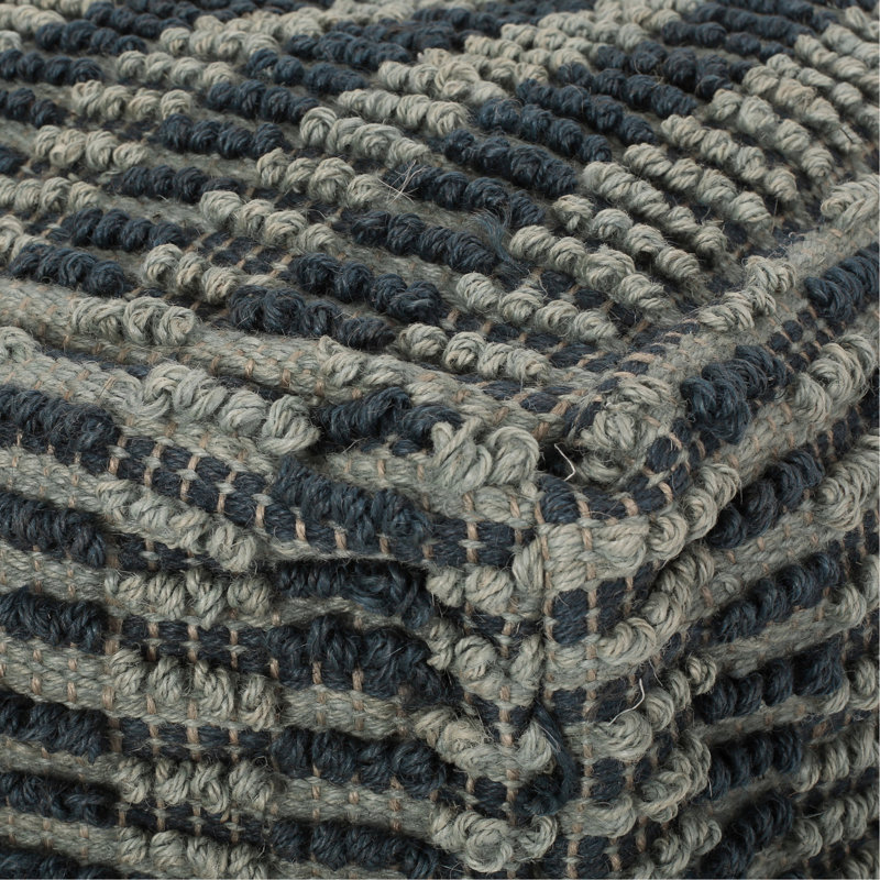 Pouf carré en tissu Walle, bleu et bleu sarcelle