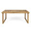 Élégante table d'extérieur en bois de 69 po avec une finition naturelle, ajoutant une touche moderne à votre salle à manger